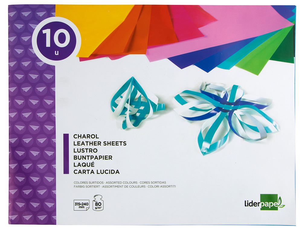 BLOC TRABAJOS MANUALES LIDERPAPEL CHAROL 240X315MM 10 HOJAS COLORES SURTIDOS