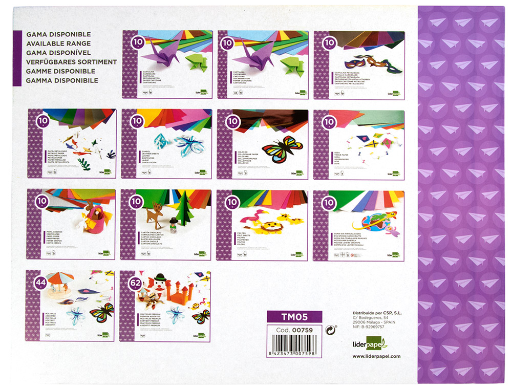 BLOC TRABAJOS MANUALES LIDERPAPEL CHAROL 240X315MM 10 HOJAS COLORES SURTIDOS