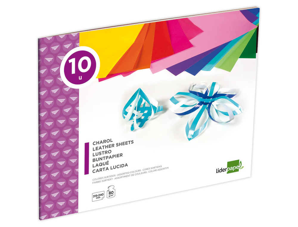 BLOC TRABAJOS MANUALES LIDERPAPEL CHAROL 240X315MM 10 HOJAS COLORES SURTIDOS