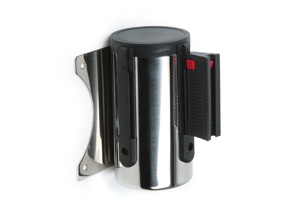 CINTA EXTENSIBLE DE PARED SEPARADORA RETRACTIL DE 2 MT CLIPS A AMBOS LADOS Y CLIP DE RECEPCION COLOR NEGRO