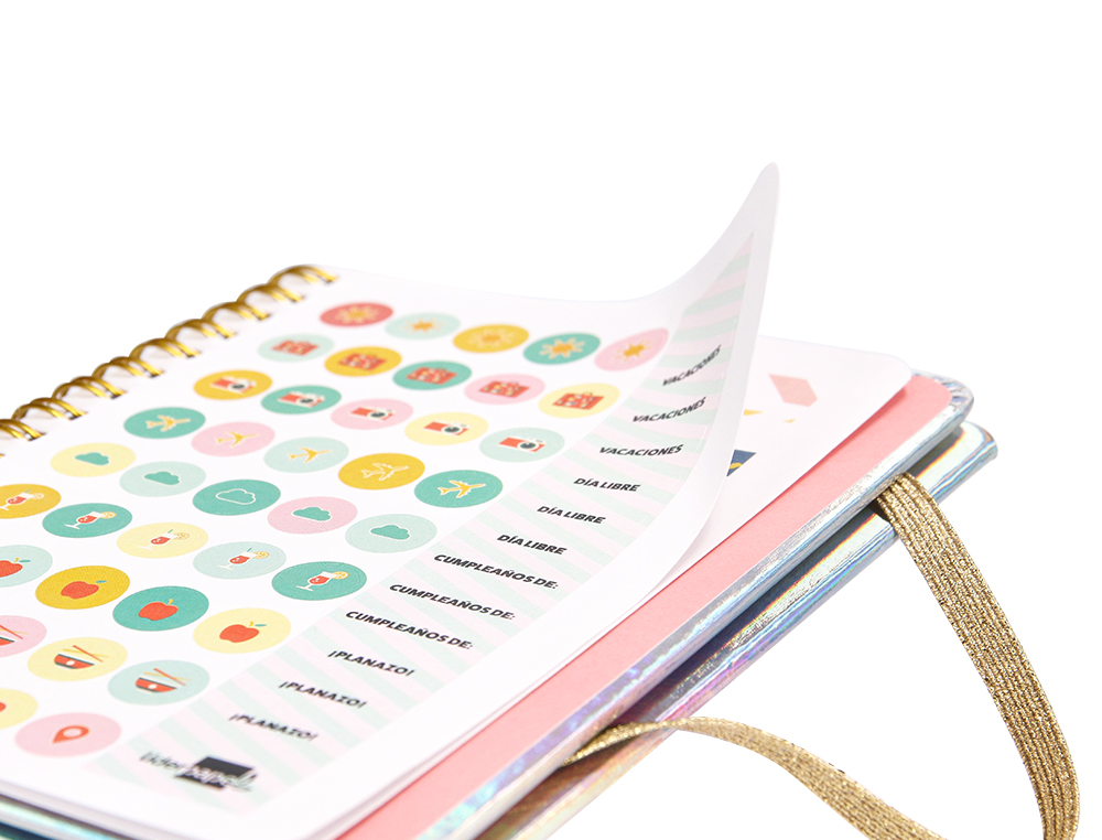 AGENDA ESPIRAL LIDERPAPEL TAPA IRIDISCENTE KYMOLOS A6 2024 SEMANA VISTA PAPEL 70 GR