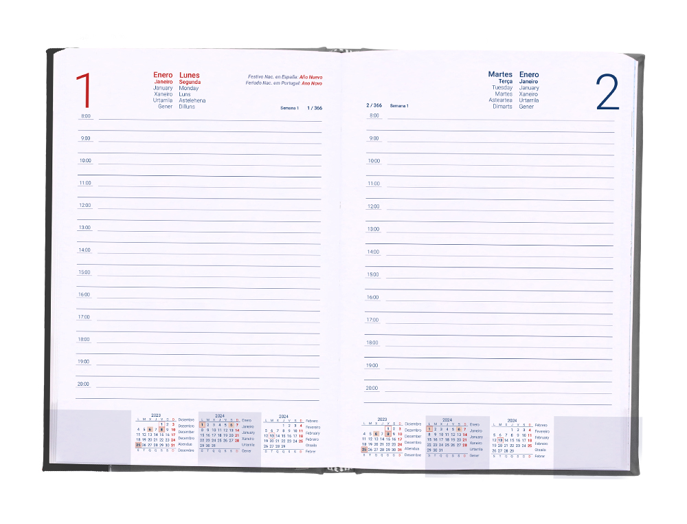 AGENDA ENCUADERNADA LIDERPAPEL CHATZI 15X21 CM 2024 DIA PAGINA COLOR GRIS PAPEL 70 GR
