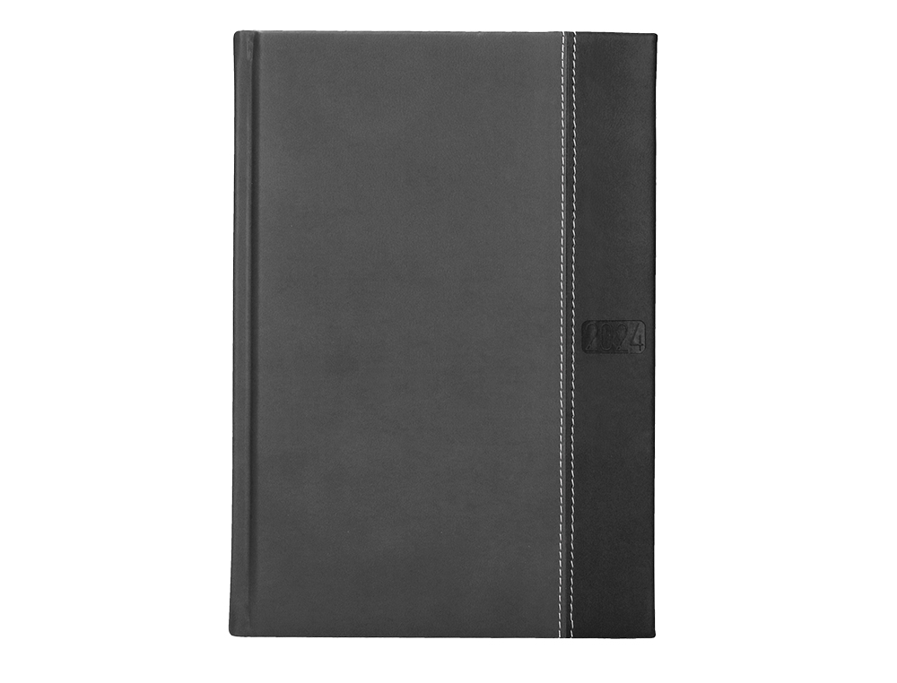 AGENDA ENCUADERNADA LIDERPAPEL CHATZI 15X21 CM 2024 DIA PAGINA COLOR GRIS PAPEL 70 GR