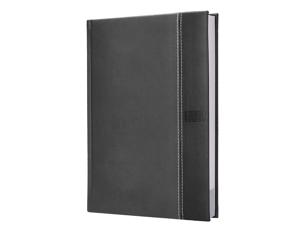 AGENDA ENCUADERNADA LIDERPAPEL CHATZI 15X21 CM 2024 DIA PAGINA COLOR GRIS PAPEL 70 GR