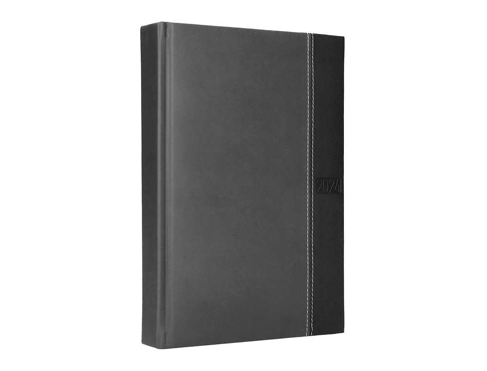 AGENDA ENCUADERNADA LIDERPAPEL CHATZI 15X21 CM 2024 DIA PAGINA COLOR GRIS PAPEL 70 GR
