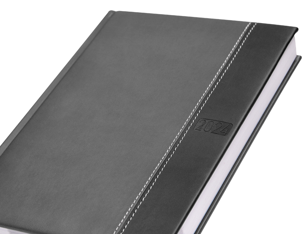 AGENDA ENCUADERNADA LIDERPAPEL CHATZI 15X21 CM 2024 DIA PAGINA COLOR GRIS PAPEL 70 GR