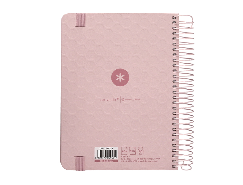 AGENDA DE OFICINA ANTARTIK A6+ 2024 DIA PAGINA 80 GR CON SOBRE MARCAPAGINAS Y 3 HOJAS PEGATINAS ROSA 130X175 MM
