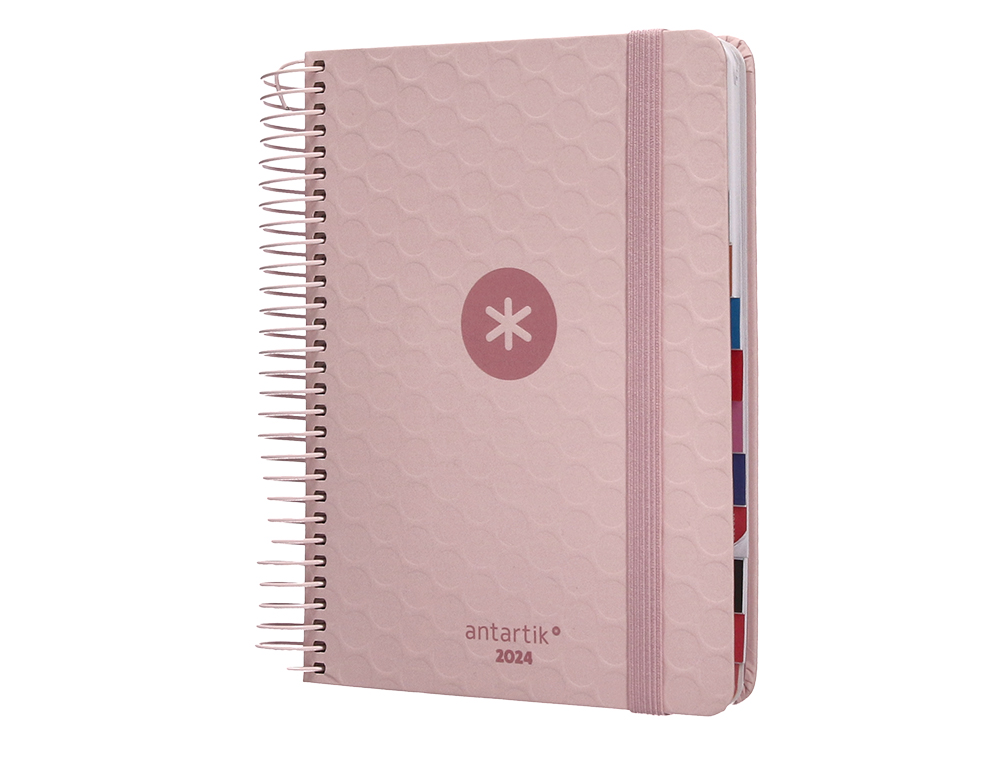 AGENDA DE OFICINA ANTARTIK A6+ 2024 DIA PAGINA 80 GR CON SOBRE MARCAPAGINAS Y 3 HOJAS PEGATINAS ROSA 130X175 MM