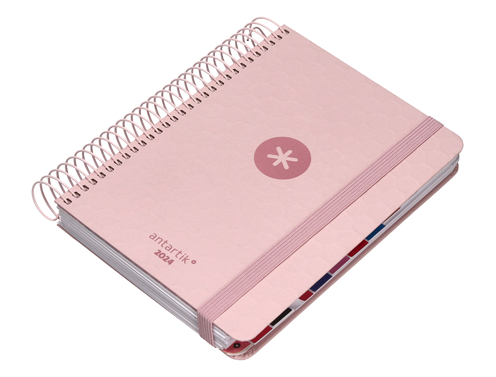 AGENDA DE OFICINA ANTARTIK A6+ 2024 DIA PAGINA 80 GR CON SOBRE MARCAPAGINAS Y 3 HOJAS PEGATINAS ROSA 130X175 MM