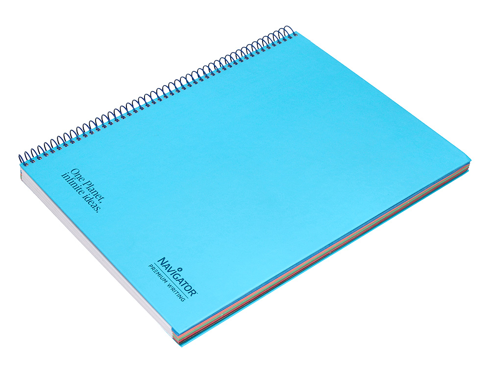 CUADERNO ESPIRAL NAVIGATOR A4 MICRO TAPA FORRADA 120H 80GR HORIZONTAL 5 BANDA 4 TALADROS COLOR CELESTE