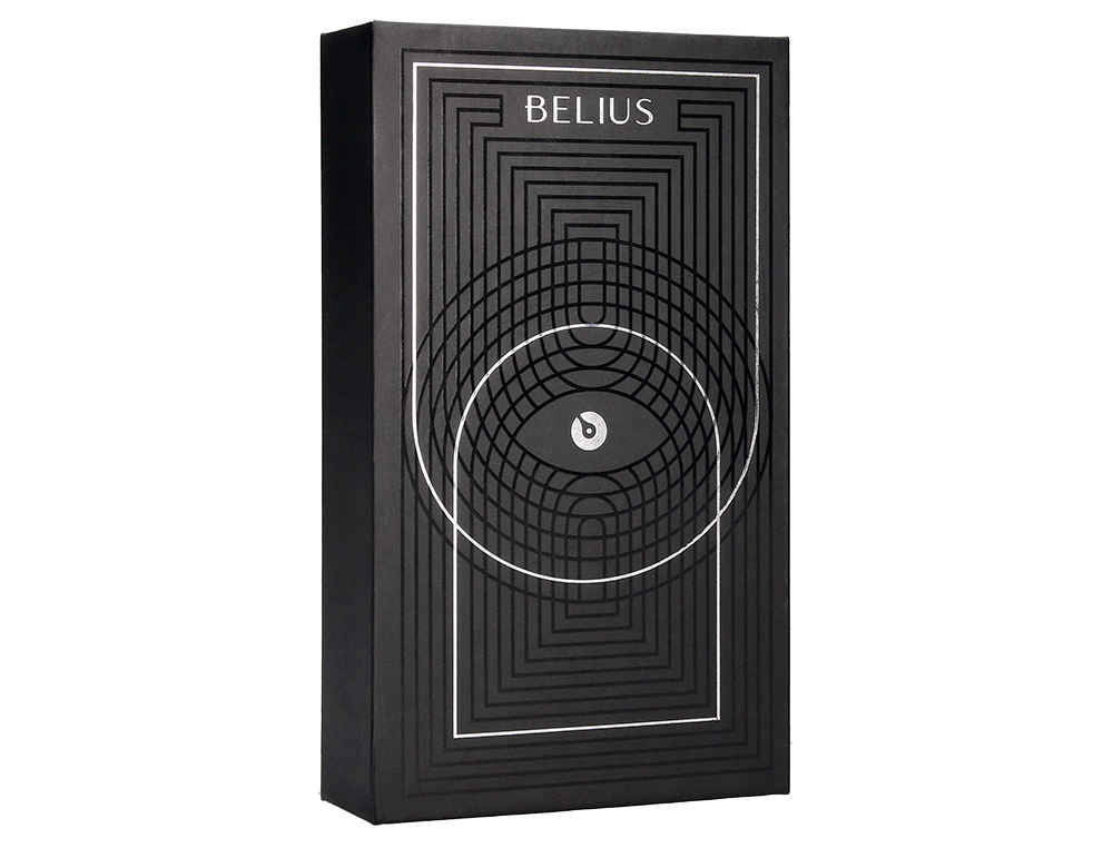 BOLIGRAFO Y ESTUCHE BELIUS TURBO ALUMINIO TEXTURA PUNTEADA NEGRO Y PLATEADO TINTA AZUL CAJA DE DISEO