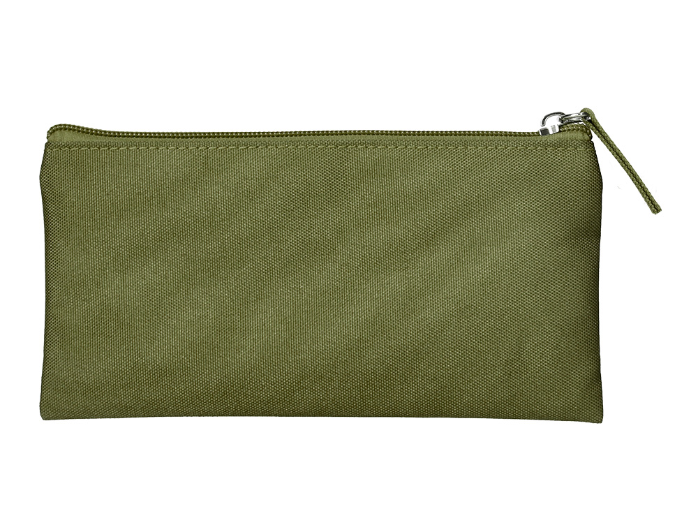 ESTUCHE PORTATODO LIDERPAPEL PLANO ANCHO UNA CREMALLERA 200X100 MM VERDE MILITAR