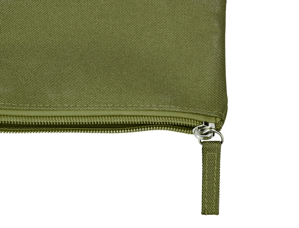 ESTUCHE PORTATODO LIDERPAPEL PLANO ANCHO UNA CREMALLERA 200X100 MM VERDE MILITAR