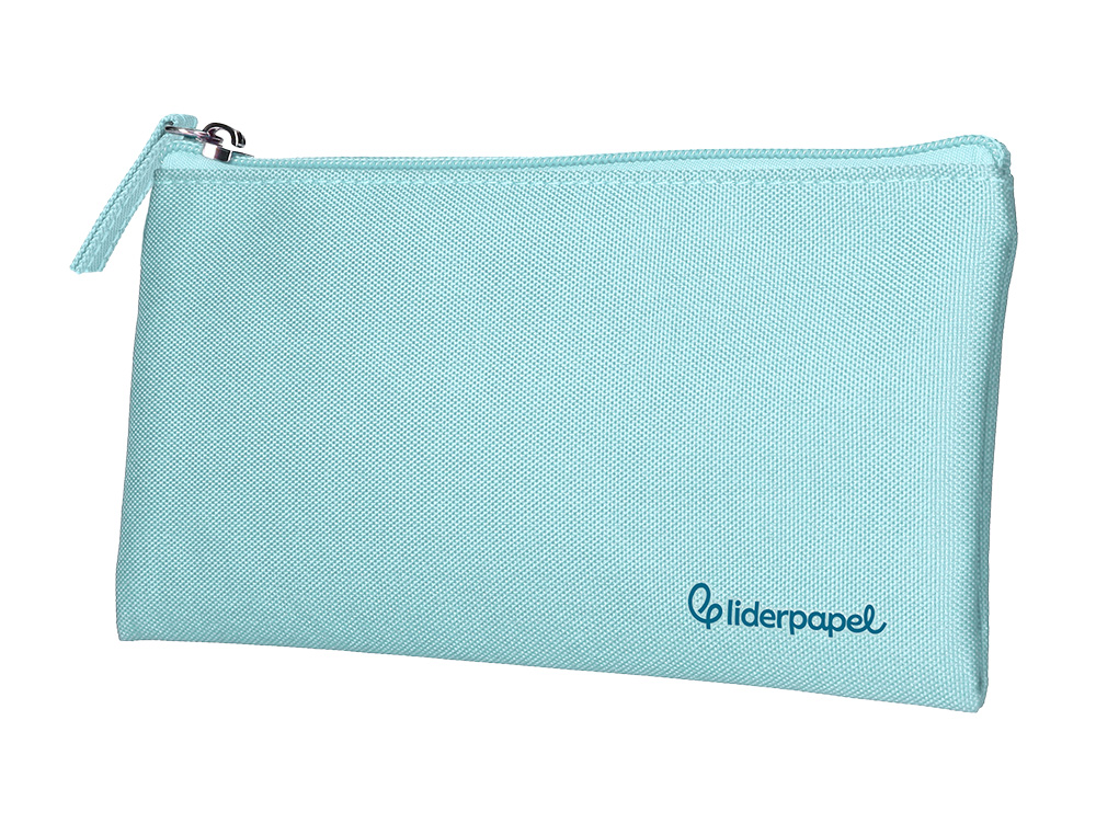 ESTUCHE PORTATODO LIDERPAPEL PLANO ANCHO UNA CREMALLERA 200X100 MM AZUL CELESTE