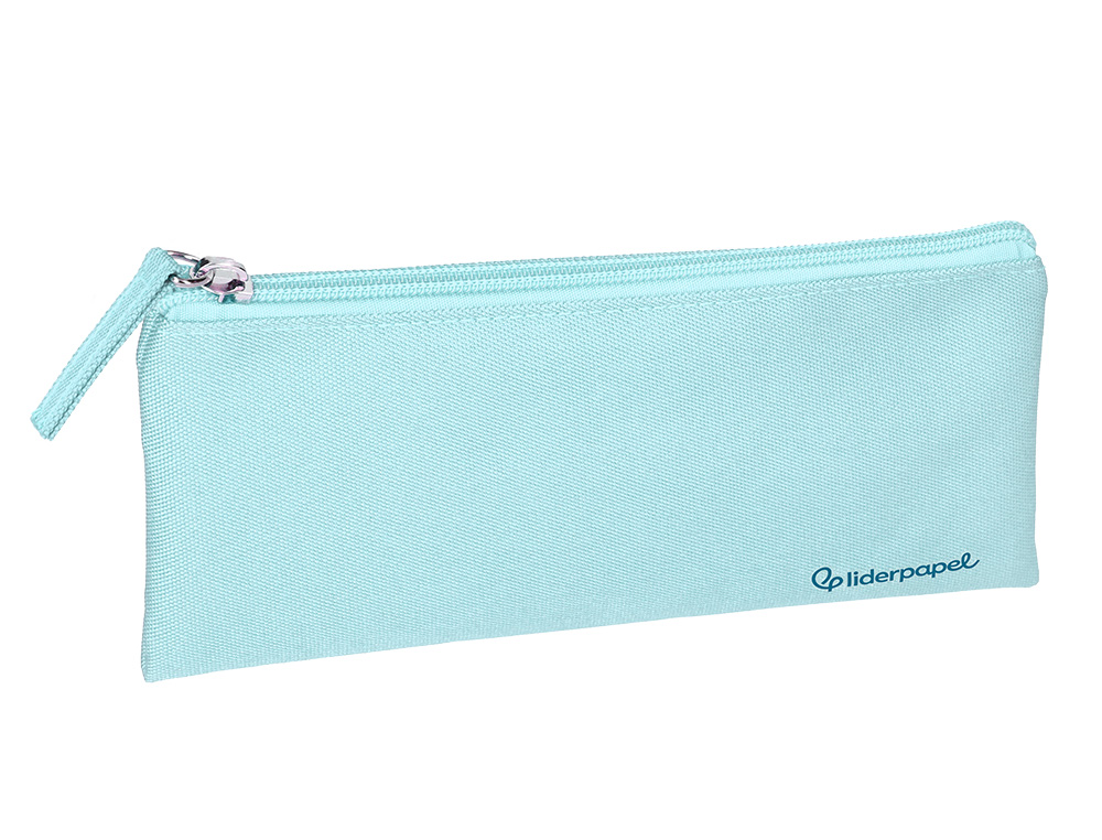 ESTUCHE PORTATODO LIDERPAPEL PLANO ANCHO UNA CREMALLERA 200X100 MM AZUL CELESTE