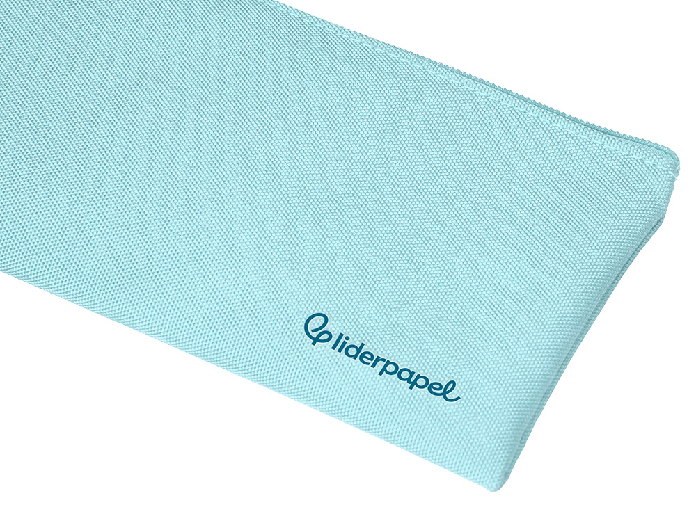 ESTUCHE PORTATODO LIDERPAPEL PLANO ANCHO UNA CREMALLERA 200X100 MM AZUL CELESTE