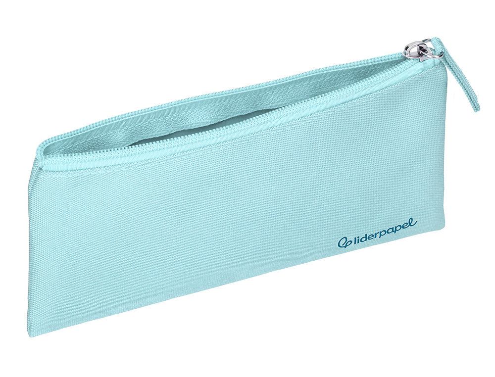 ESTUCHE PORTATODO LIDERPAPEL PLANO ANCHO UNA CREMALLERA 200X100 MM AZUL CELESTE