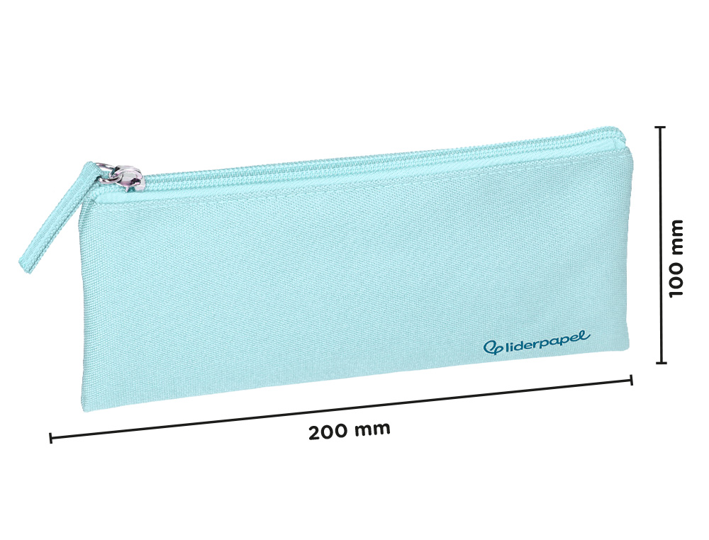 ESTUCHE PORTATODO LIDERPAPEL PLANO ANCHO UNA CREMALLERA 200X100 MM AZUL CELESTE