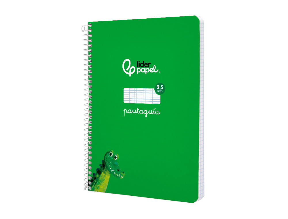 CUADERNO ESPIRAL LIDERPAPEL A5 PAUTAGUIA TAPA BLANDA 40H 75 GR CUADRO PAUTADO 2,5MM COLOR VERDE