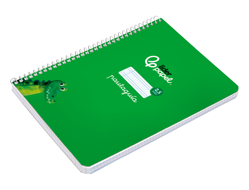 CUADERNO ESPIRAL LIDERPAPEL A5 PAUTAGUIA TAPA BLANDA 40H 75 GR CUADRO PAUTADO 2,5MM COLOR VERDE