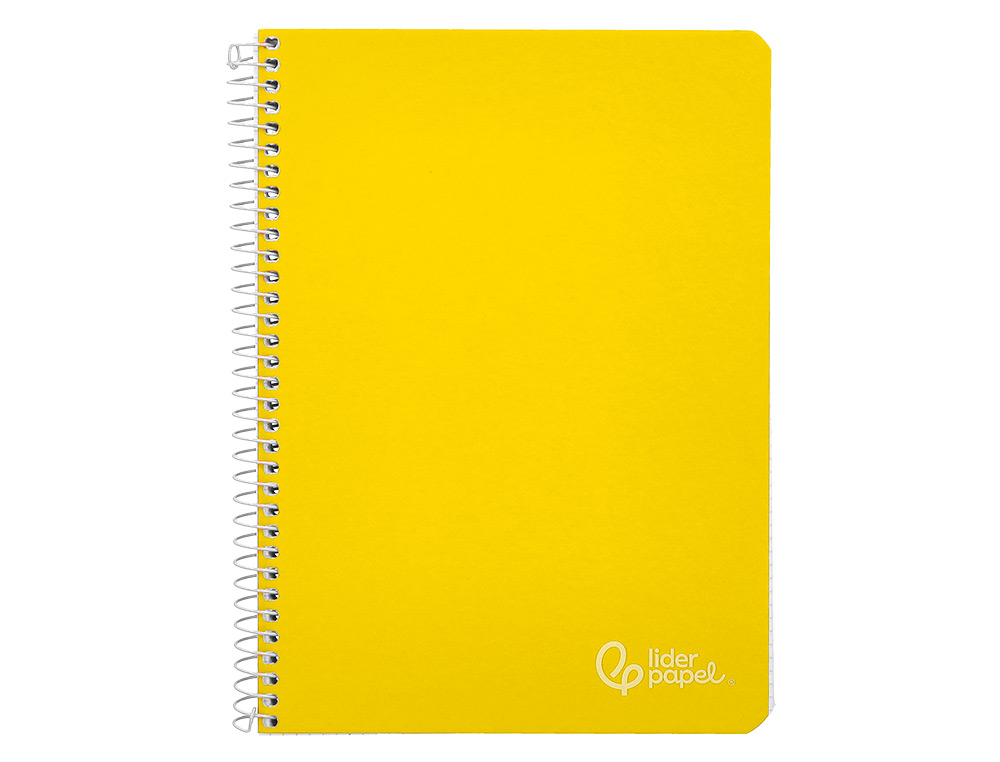 CUADERNO ESPIRAL LIDERPAPEL A5 WITTY TAPA DURA 80H 90GR CUADRO 4MM CON MARGEN COLOR AMARILLO