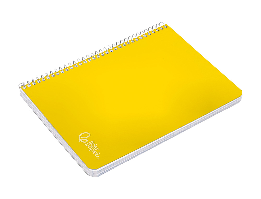 CUADERNO ESPIRAL LIDERPAPEL A5 WITTY TAPA DURA 80H 90GR CUADRO 4MM CON MARGEN COLOR AMARILLO