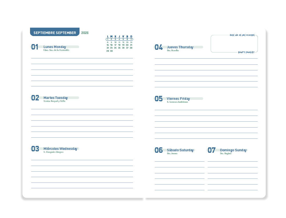 AGENDA ESCOLAR LIDERPAPEL 25- 26 ESPIRAL BASIC AZUL OSCURO SEMANA VISTA A5 BILINGE PAPEL FSC 70 GR