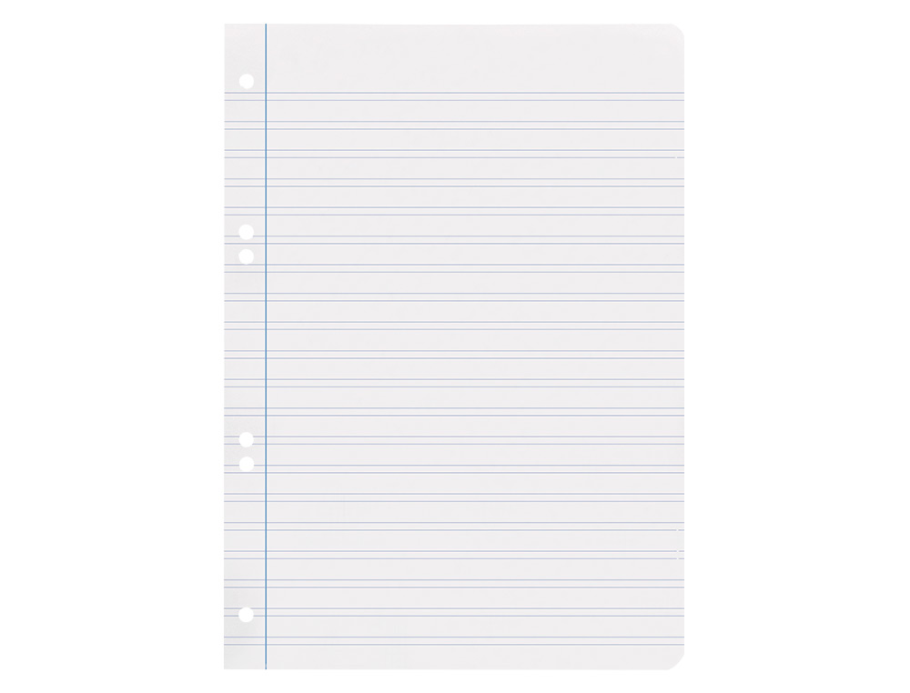RECAMBIO LIDERPAPEL A5 100 HOJAS 75GR PAUTA 5 2.5MM CON MARGEN 6 TALADROS