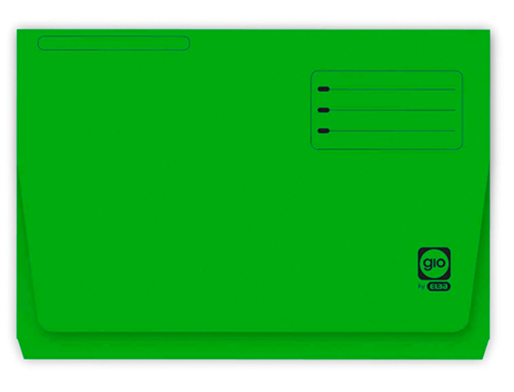 SUBCARPETA CARTULINA GIO FOLIO POCKET VERDE CON BOLSA Y SOLAPA 320G/M2
