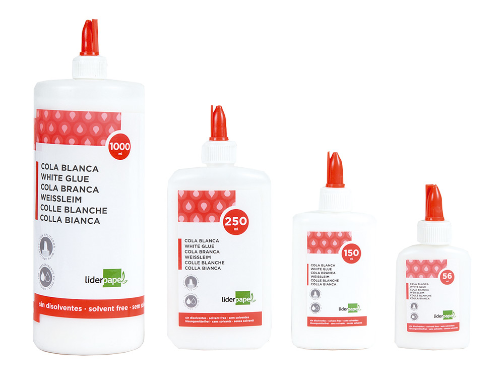 PEGAMENTO COLA BLANCA LAVABLE LIDERPAPEL BOTE DE 150 ML