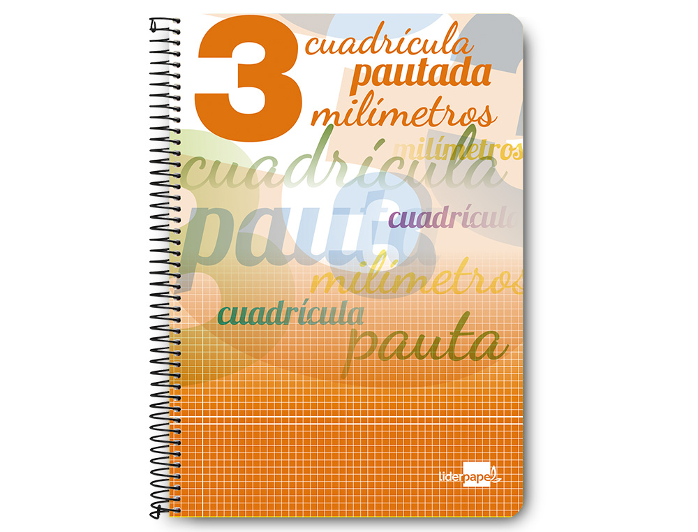 CUADERNO ESPIRAL LIDERPAPEL FOLIO PAUTAGUIA TAPA BLANDA 80H 75GR CUADRO PAUTADO 3MM CO N MARGEN COLORES SURTIDOS