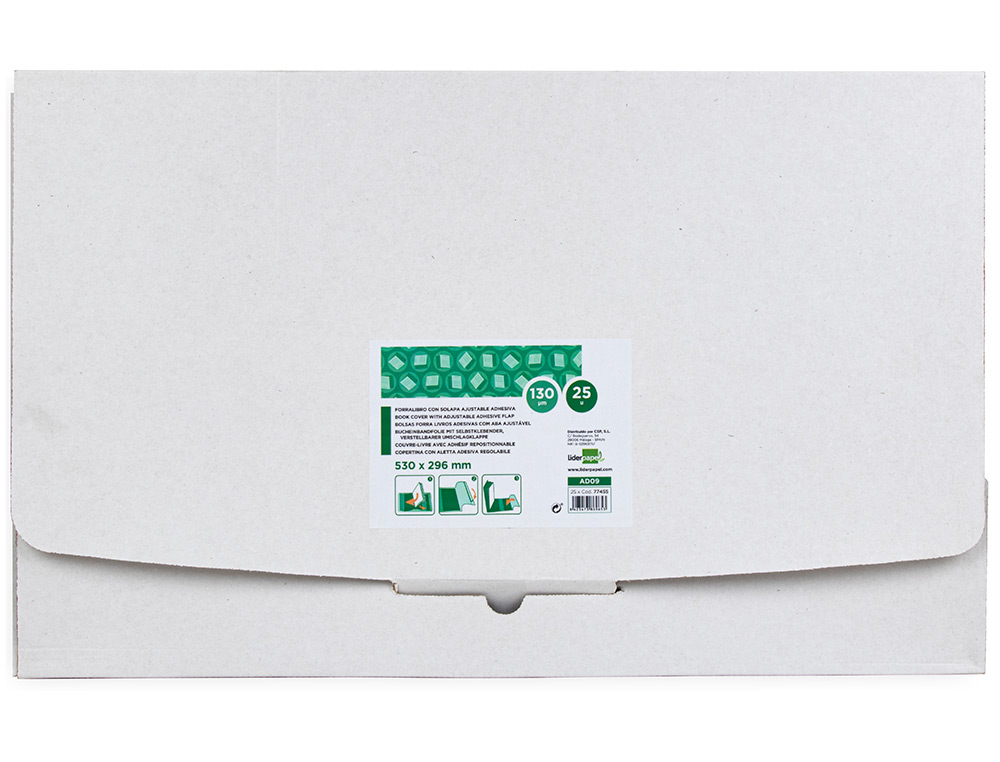 FORRALIBRO LIDERPAPEL N30 CON SOLAPA AJUSTABLE ADHESIVO 301 X 530 MM