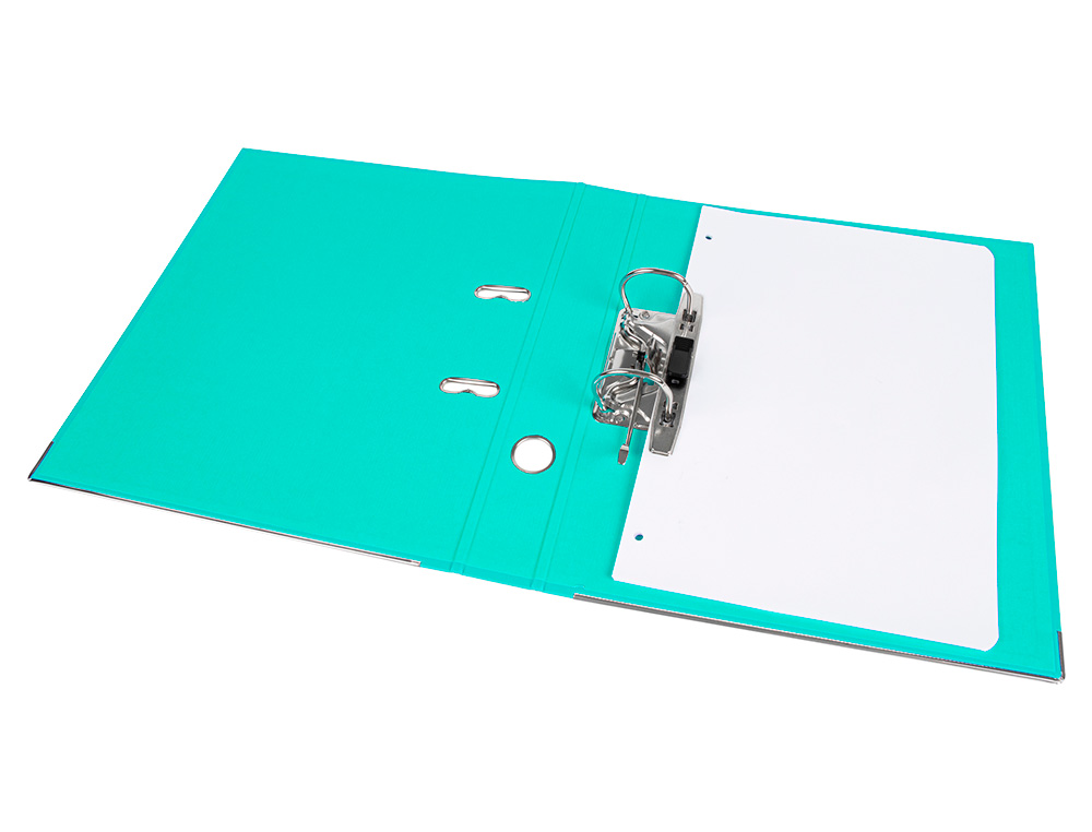 ARCHIVADOR DE PALANCA LIDERPAPEL A4 DOCUMENTA FORRADO PVC CON RADO LOMO 75 MM VERDE CLARO COMPRESOR