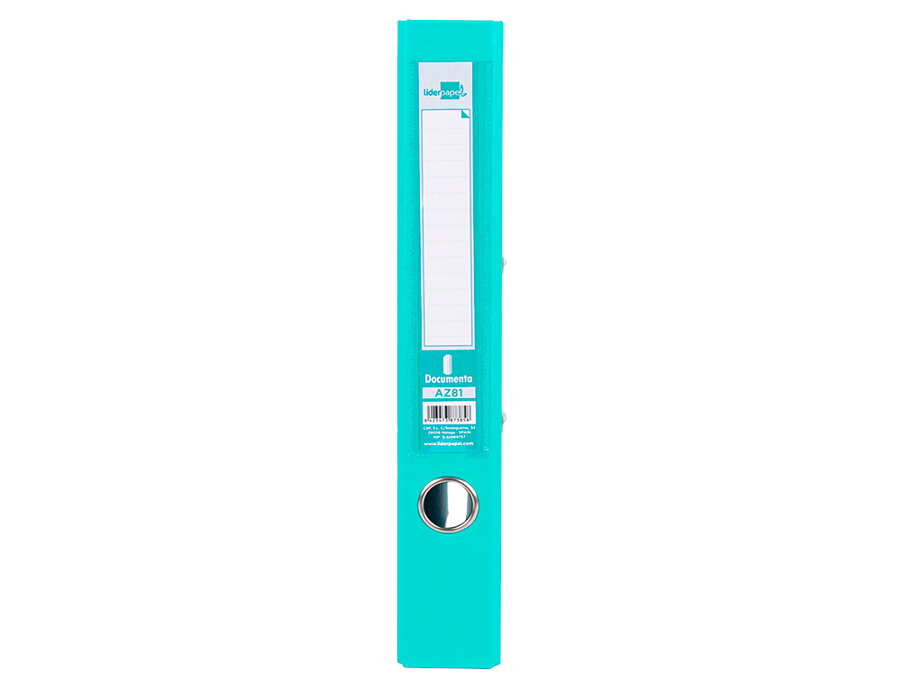 ARCHIVADOR DE PALANCA LIDERPAPEL A4 DOCUMENTA FORRADO PVC CON RADO LOMO 75 MM VERDE CLARO COMPRESOR