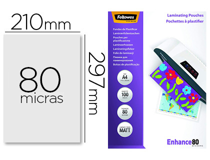 BOLSA DE PLASTIFICAR FELLOWES MATE DIN A4 80 MICRAS PACK 100 UNIDADES