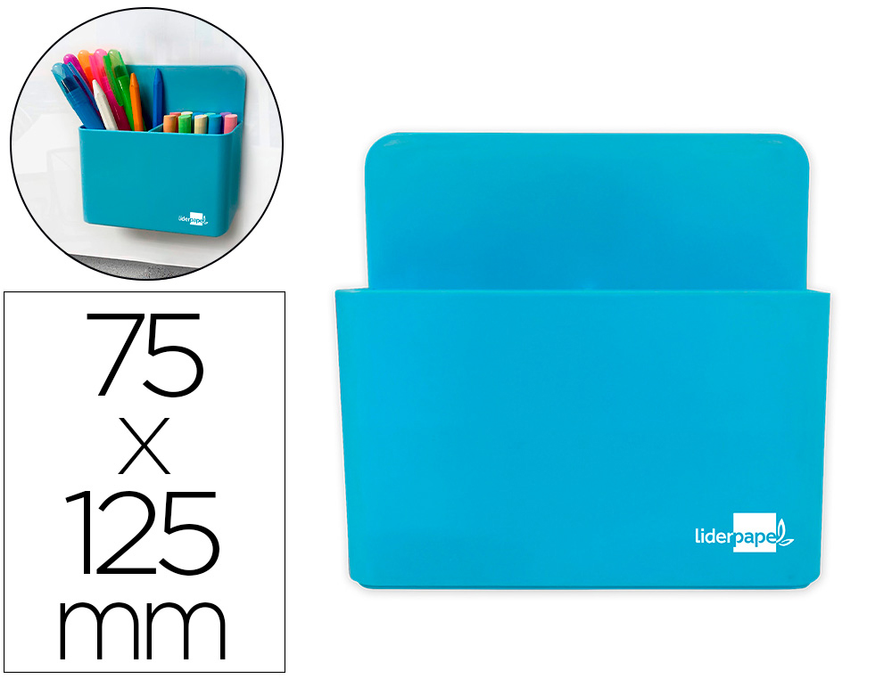CUBILETE PORTALAPICES LIDERPAPEL PLASTICO MAGNETICO AZUL 125X75X40 MM
