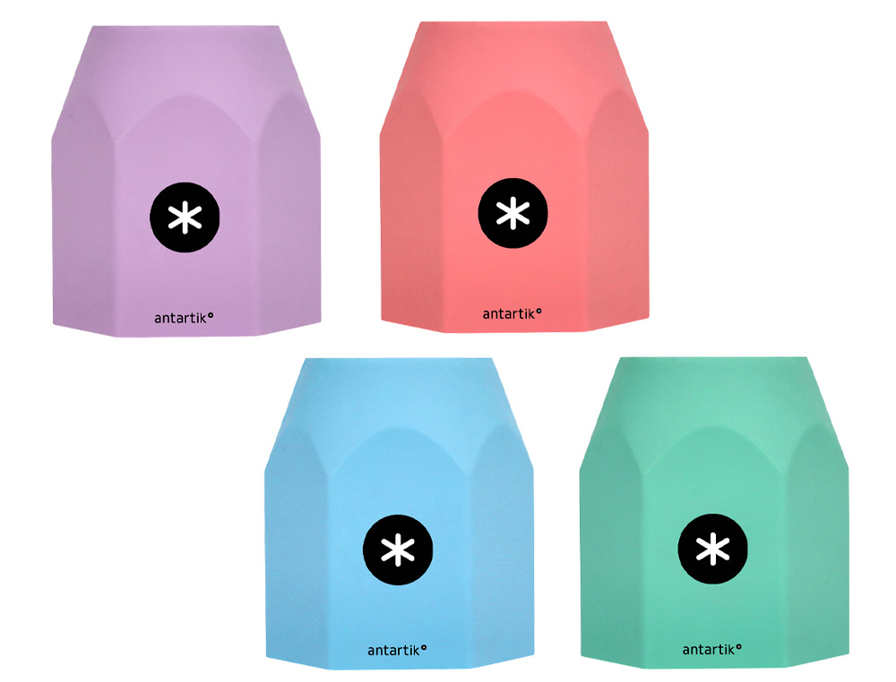 CUBILETE PORTALAPICES ANTARTIK SILICONA HEXAGONAL COLORES SURTIDOS PASTEL CELESTE CORAL LAVANDA Y MENTA