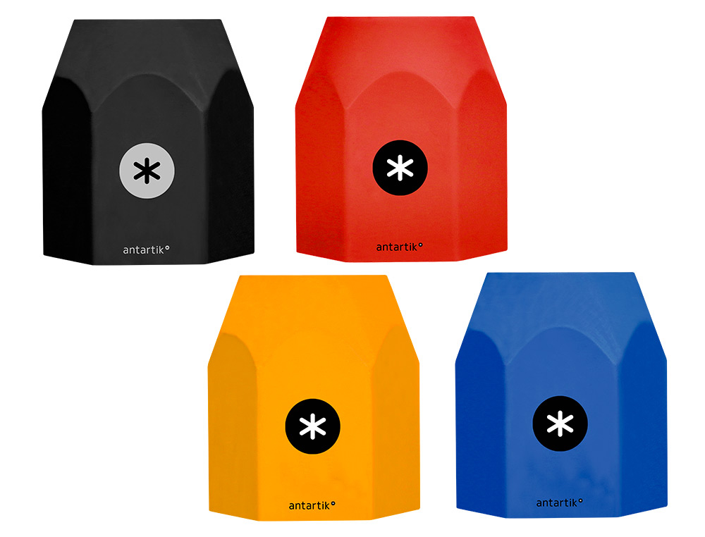CUBILETE PORTALAPICES ANTARTIK SILICONA HEXAGONAL COLORES SURTIDOS INTENSOS AZUL MOSTAZA NEGRO Y ROJO
