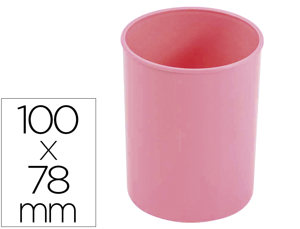 CUBILETE PORTALAPICES FAIBO PLASTICO COLOR ROSA PASTEL 78 MM DIAMETRO X 100 MM ALTO