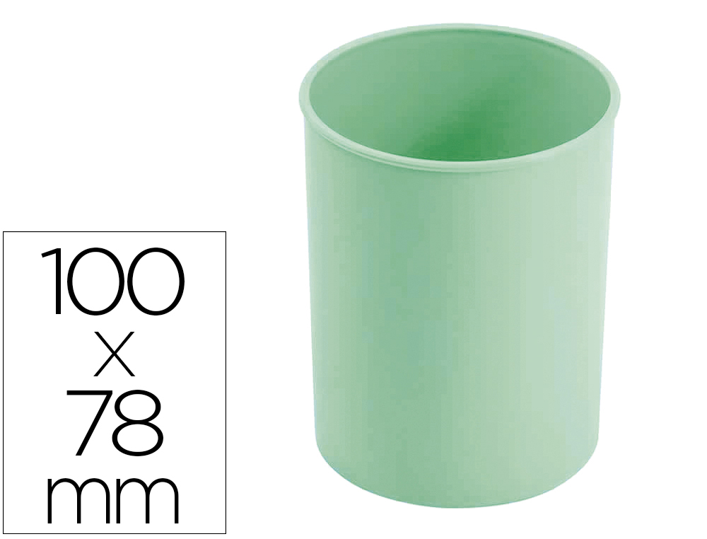 CUBILETE PORTALAPICES FAIBO PLASTICO COLOR VERDE PASTEL 78 MM DIAMETRO X 100 MM ALTO