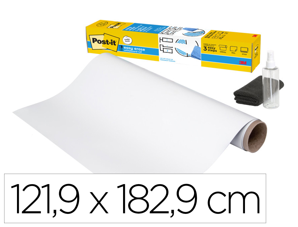 PIZARRA BLANCA POST-IT SUPER STICKY FLEX ROLLO ADHESIVO REMOVIBLE 121,9X182,9 CM
