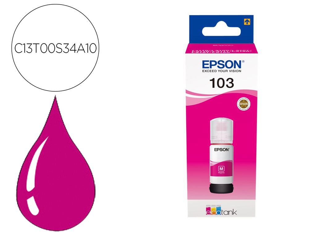 TINTA EPSON ECOTANK 103 L3110/3150/3151/5190 MAGENTA BOTELLA DE 65 ML