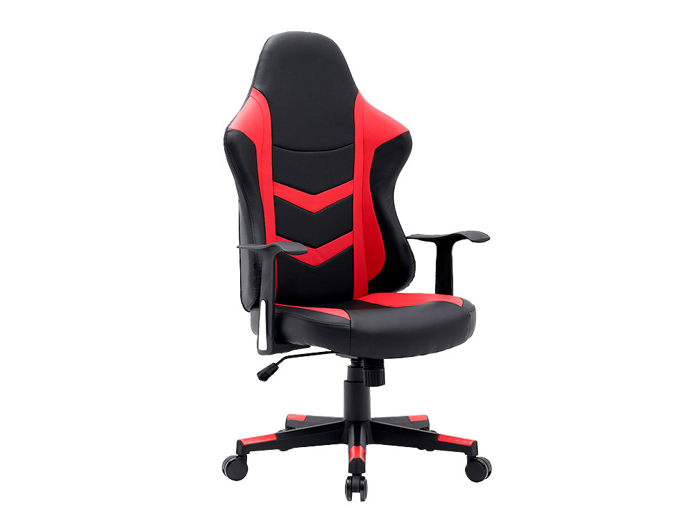 SILLA Q-CONNECT GAMING ORVIETO SIMIL PIEL BASE NYLON ALT MAX 1200 ANC 650 PROF 650 MM RUEDAS PREMIUM NEGRO ROJO