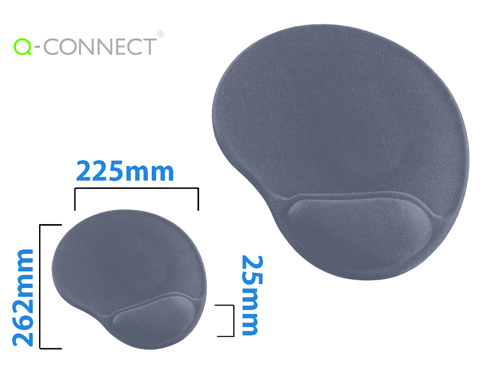 ALFOMBRILLA PARA RATON Q-CONNECT CON REPOSAMUECAS ERGONOMICA DE GEL COLOR NEGRO 262X225X25 MM