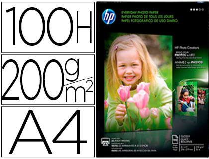 PAPEL HP PHOTO SEMI-GLOSSY 200G/M2 DIN A4 100H