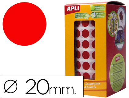 GOMETS AUTOADHESIVOS CIRCULARES 20MM ROJO EN ROLLO