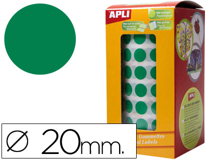 GOMETS AUTOADHESIVOS CIRCULARES 20MM VERDE EN ROLLO