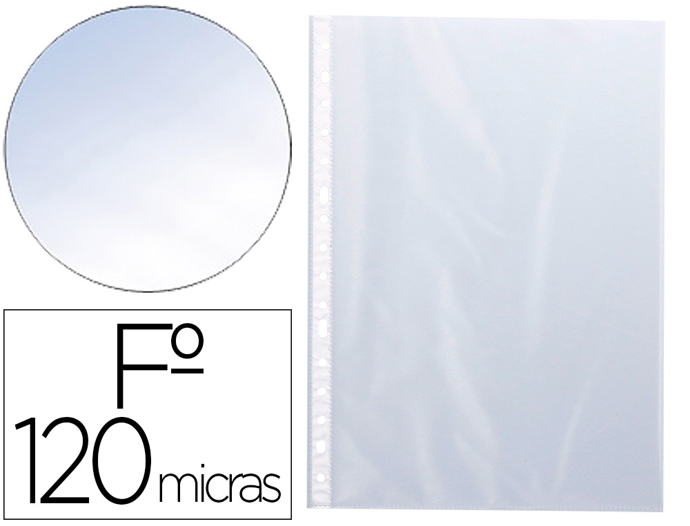 FUNDA MULTITALADROS Q-CONNECT FOLIO 120 MC CRISTAL BOLSA DE 10 UNIDADES
