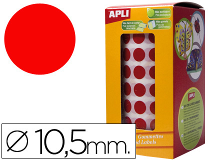 GOMETS AUTOADHESIVOS CIRCULARES 10,5 MM ROJO EN ROLLO