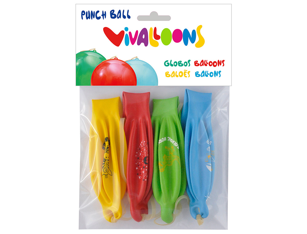 GLOBO 100% LATEX BIODEGRADABLE BLISTER DE 4 UNIDADES COLORES SURTIDOS